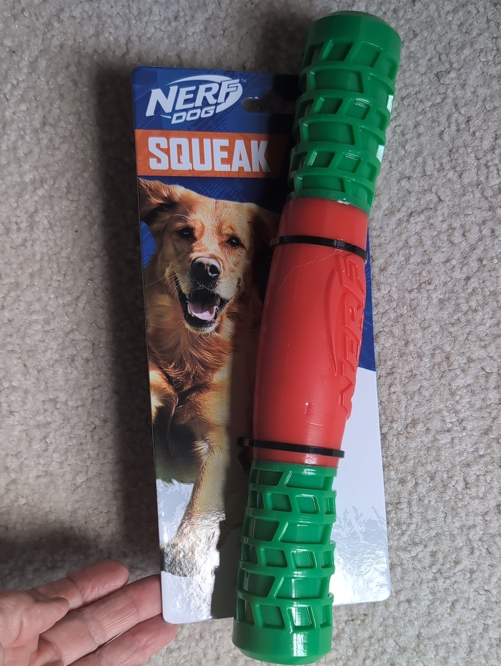 Nerf dog Squeak Dual-Color Green & Red Chew Toy
